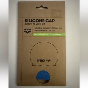 Arena Silicone Swim Cap, Junior 6-12 Years Old, Blue, Brand New